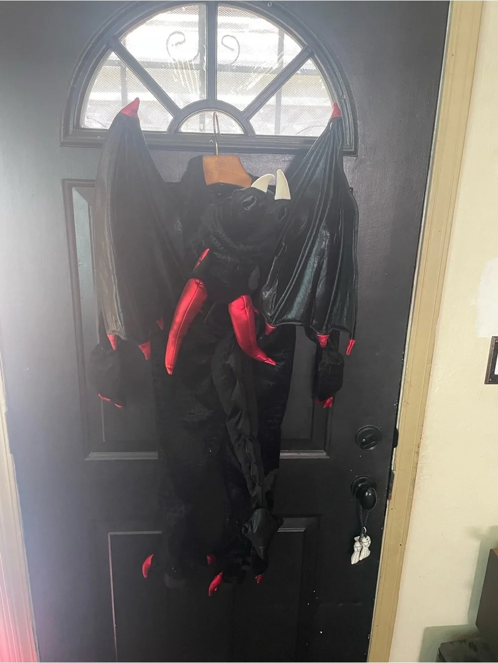 Kids Black and Red Dragon Costume with Hooded Wings